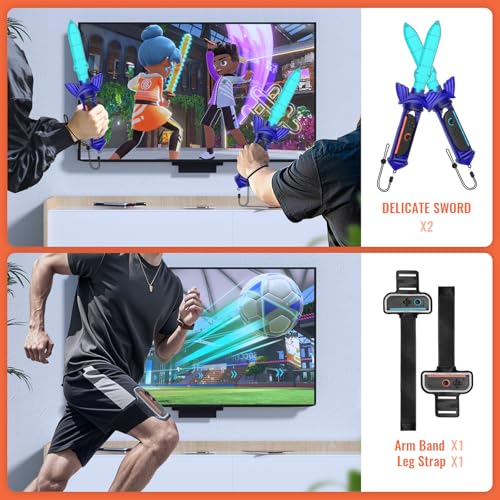 Switch Sports Games Accessories Bundle, 10 in 1 Family Party Pack with Tennis Rackets, Golf Clubs, Leg Straps & Joycon Grips I466144