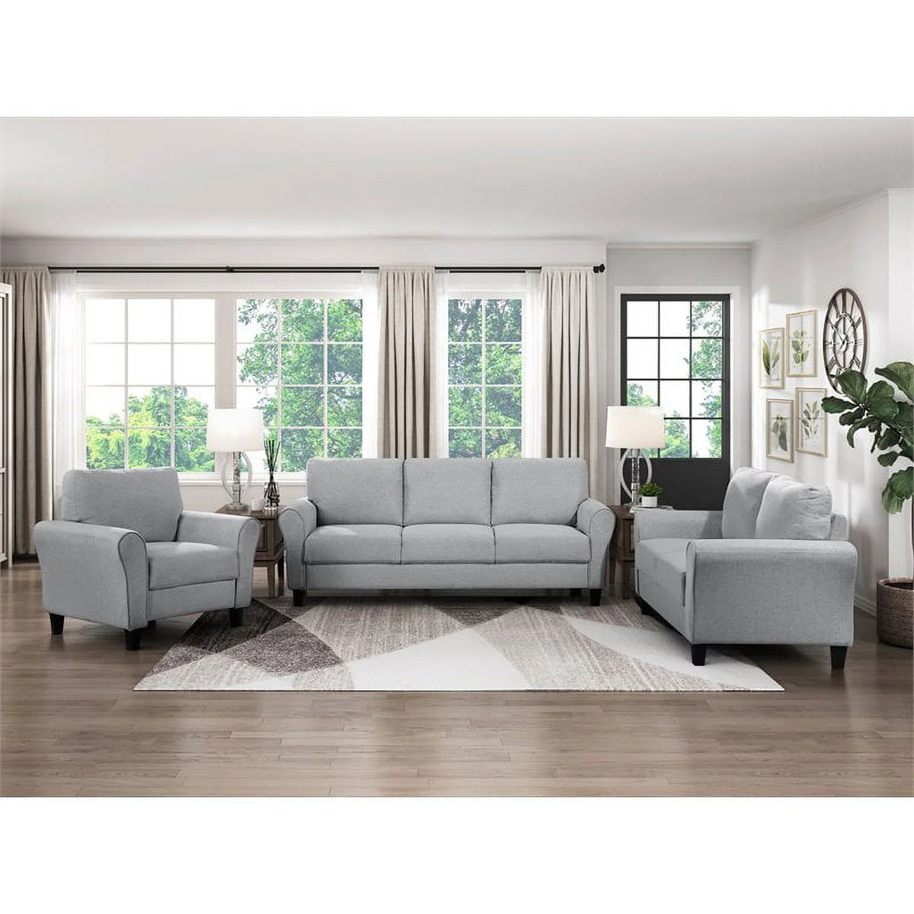 Transitional Solid Wood and Polyester Love Seat in Dark Gray/Black Y786