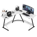 White L Shaped Corner Gaming Desk with Monitor Stand D290