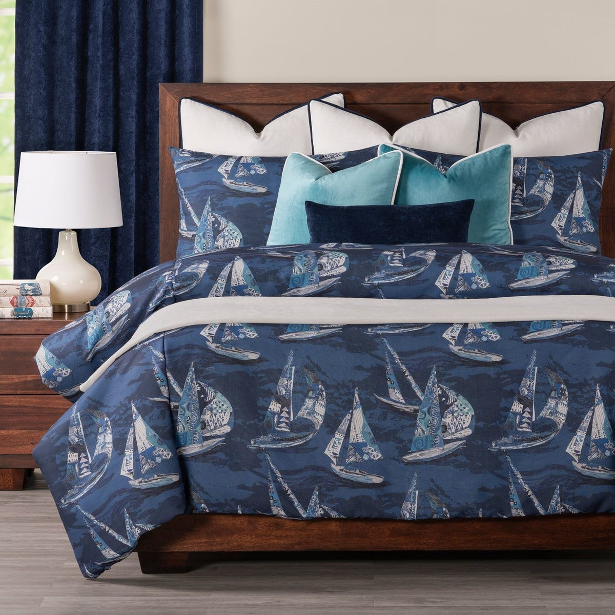 Sailboat Nautical Print Duvet Set California King 3 Piece Q847