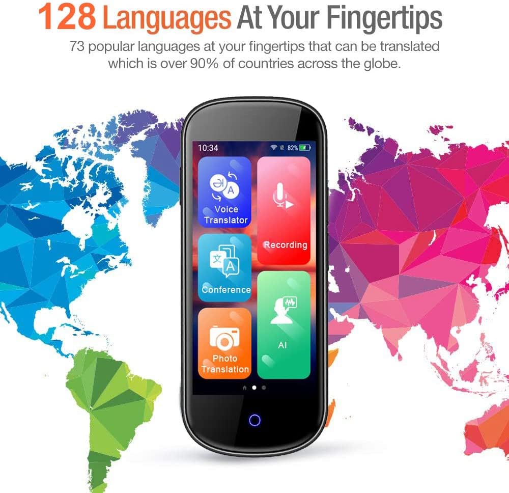 Portable Translator Device 127 Languages 4G WiFi Offline Real-Time Two-Way K78737