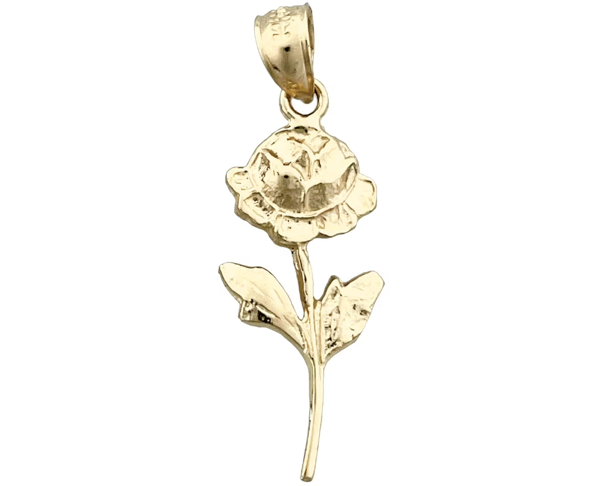 14K Gold Long Stem Rose Pendant C845350
