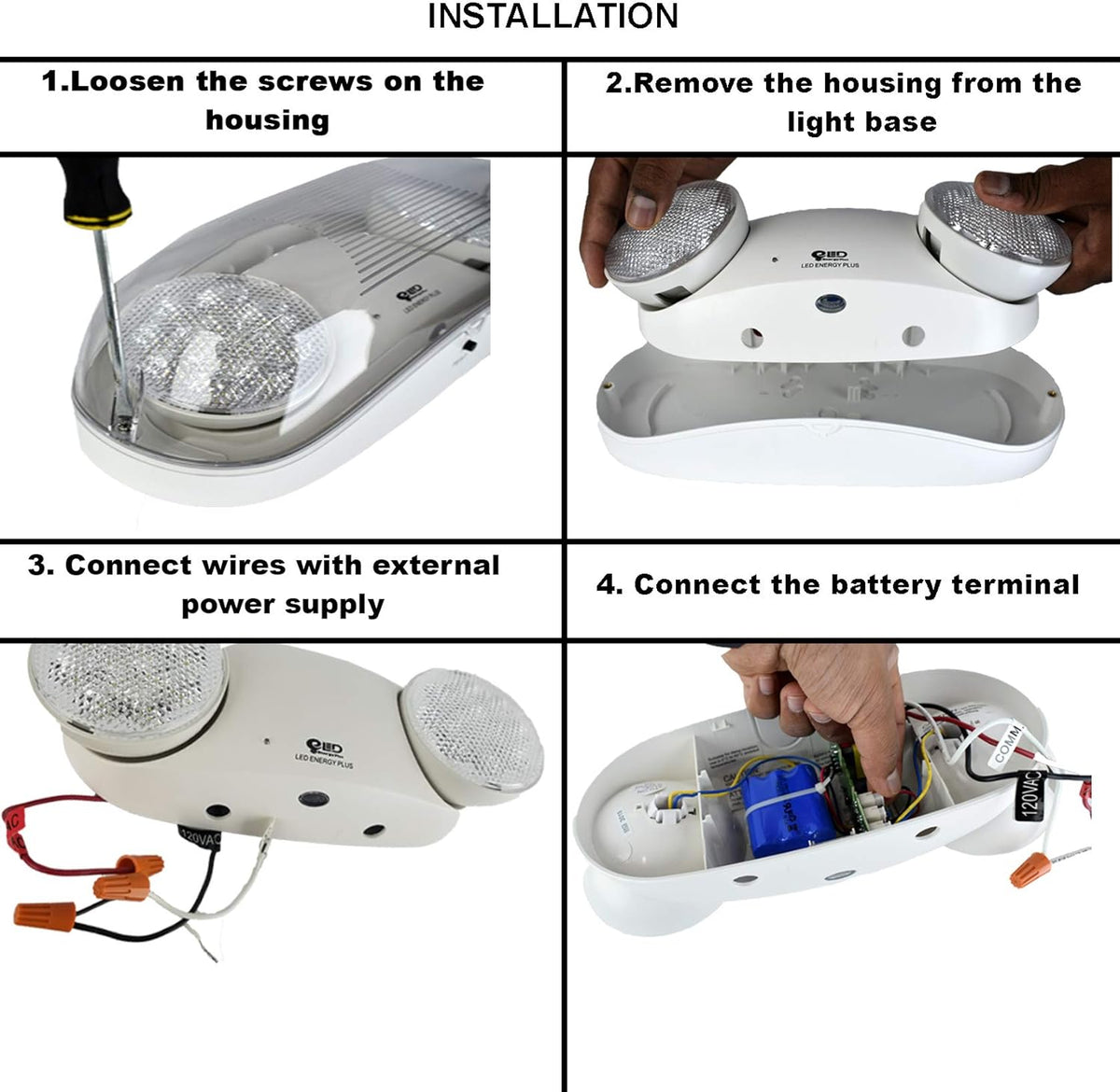 White LED Emergency Light with Battery Backup N391