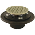 2x22 Inside Caulk Shower/Floor Drain with Polished Brass Cast Round Strainer Y726