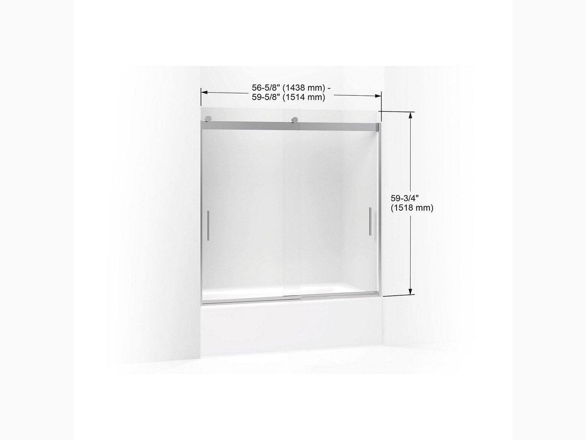 Frameless Sliding Bath Door with Frosted Glass, Matte Nickel J51131