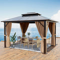 10 ft. x 12 ft. Hardtop Gazebo with Curtain and Netting F658