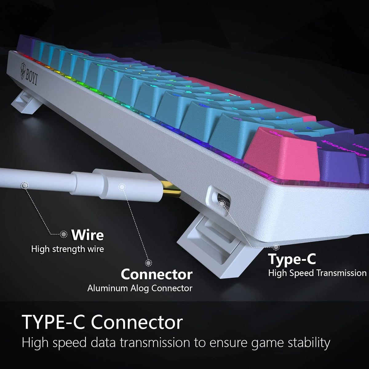 61 Hot Swappable Mechanical Keyboard Cherry MX Blue Switch PBT Keycaps L53054