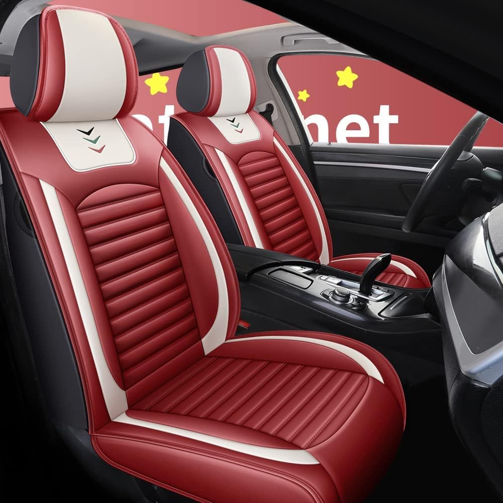 Black-Pink PU Leather Car Seat Cover 5-Seats M931377