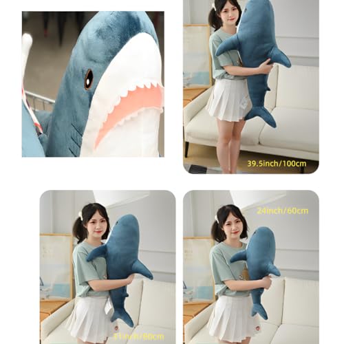 Blue 31-inch Shark Plush Toy Pillow W724