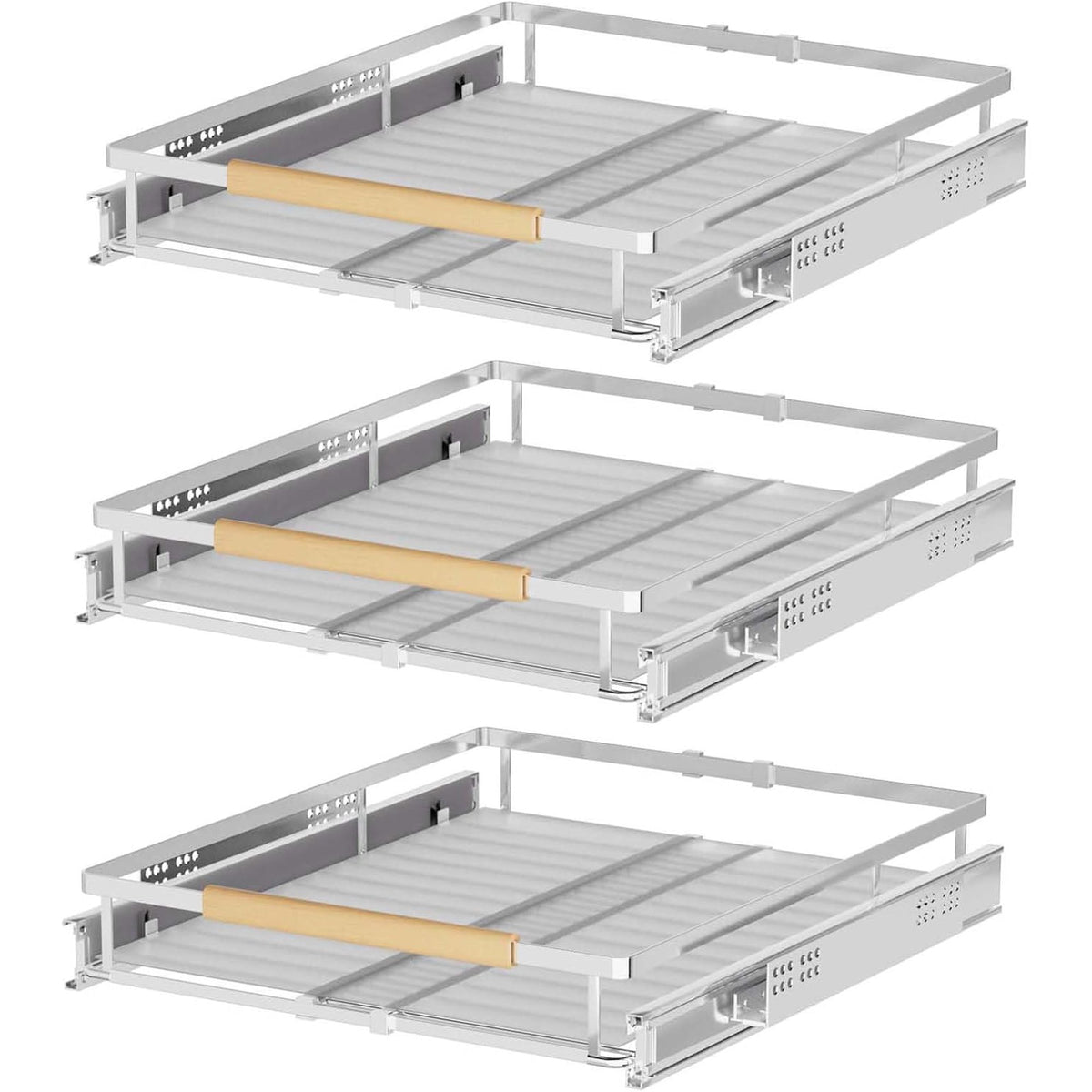 3 Packs Stainless Steel Expandable Slide Out Storage Drawers W1716