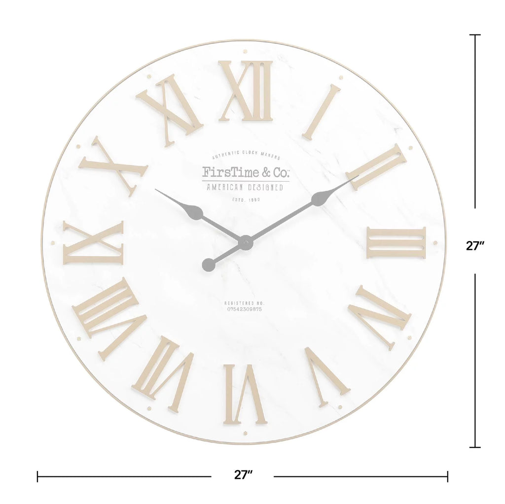 Gold and White Analog Wall Clock Y586492