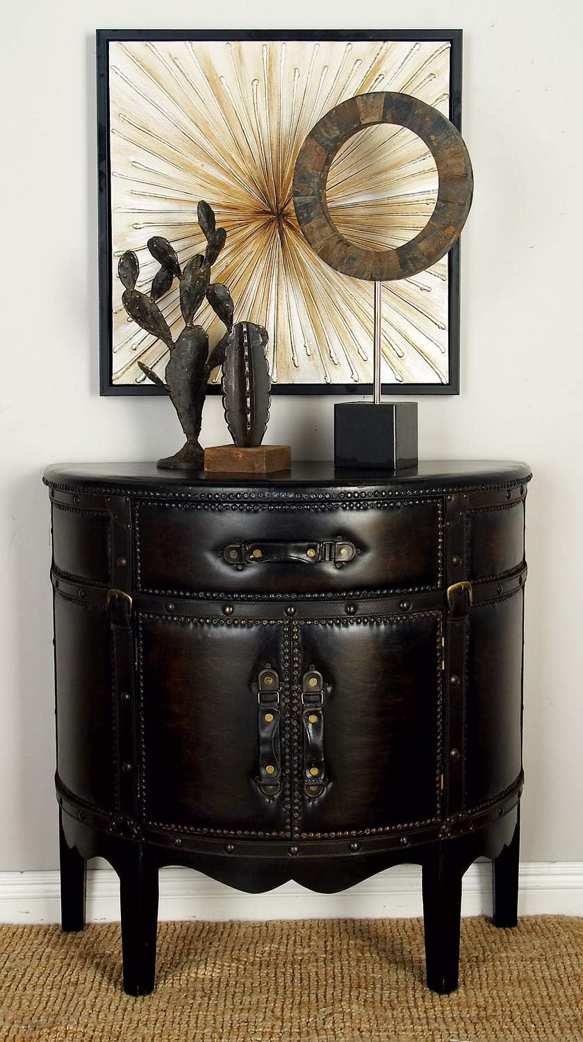 Wood Leather Cabinet Q598540