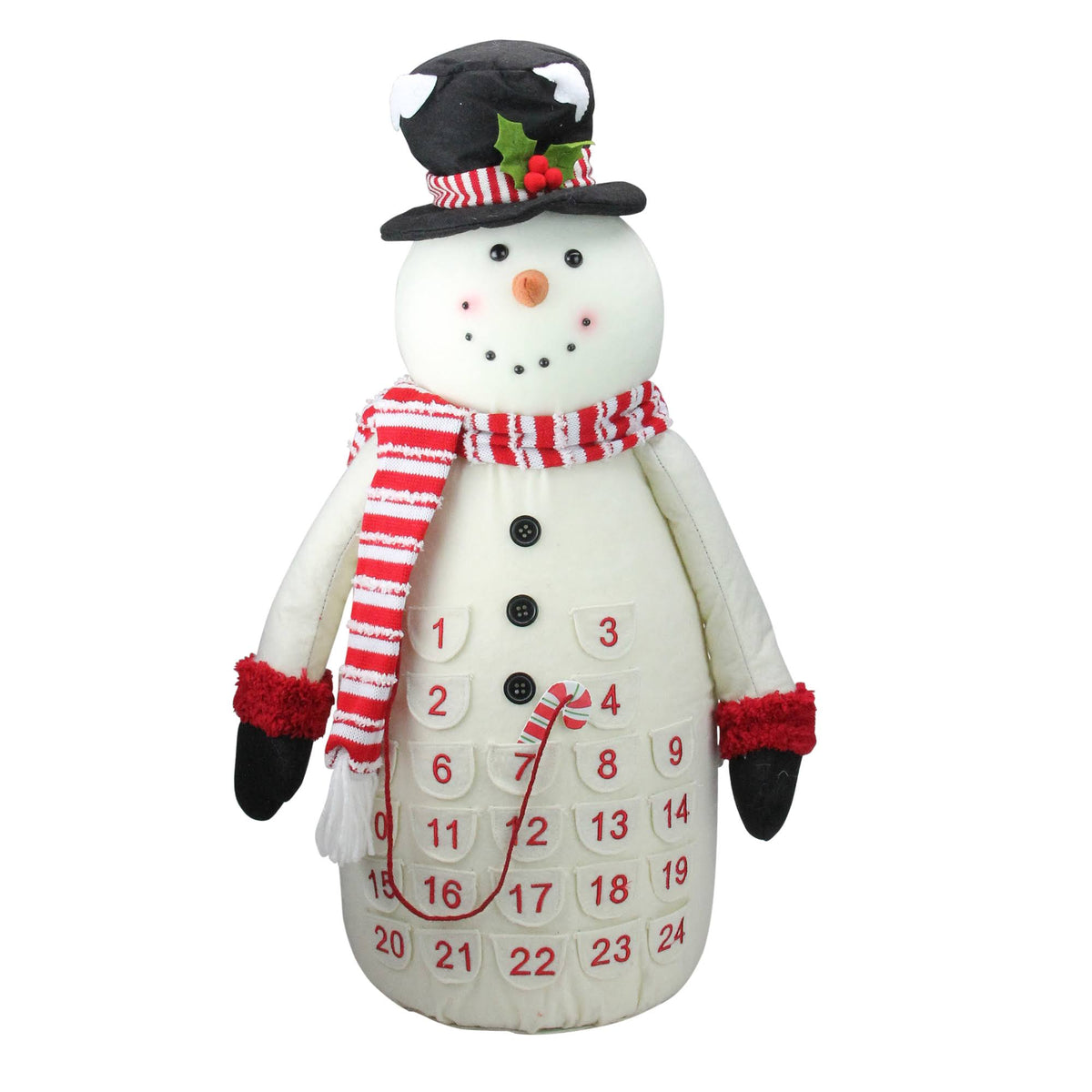 Red and White Plush Snowman Christmas Countdown Tabletop Figure L5215