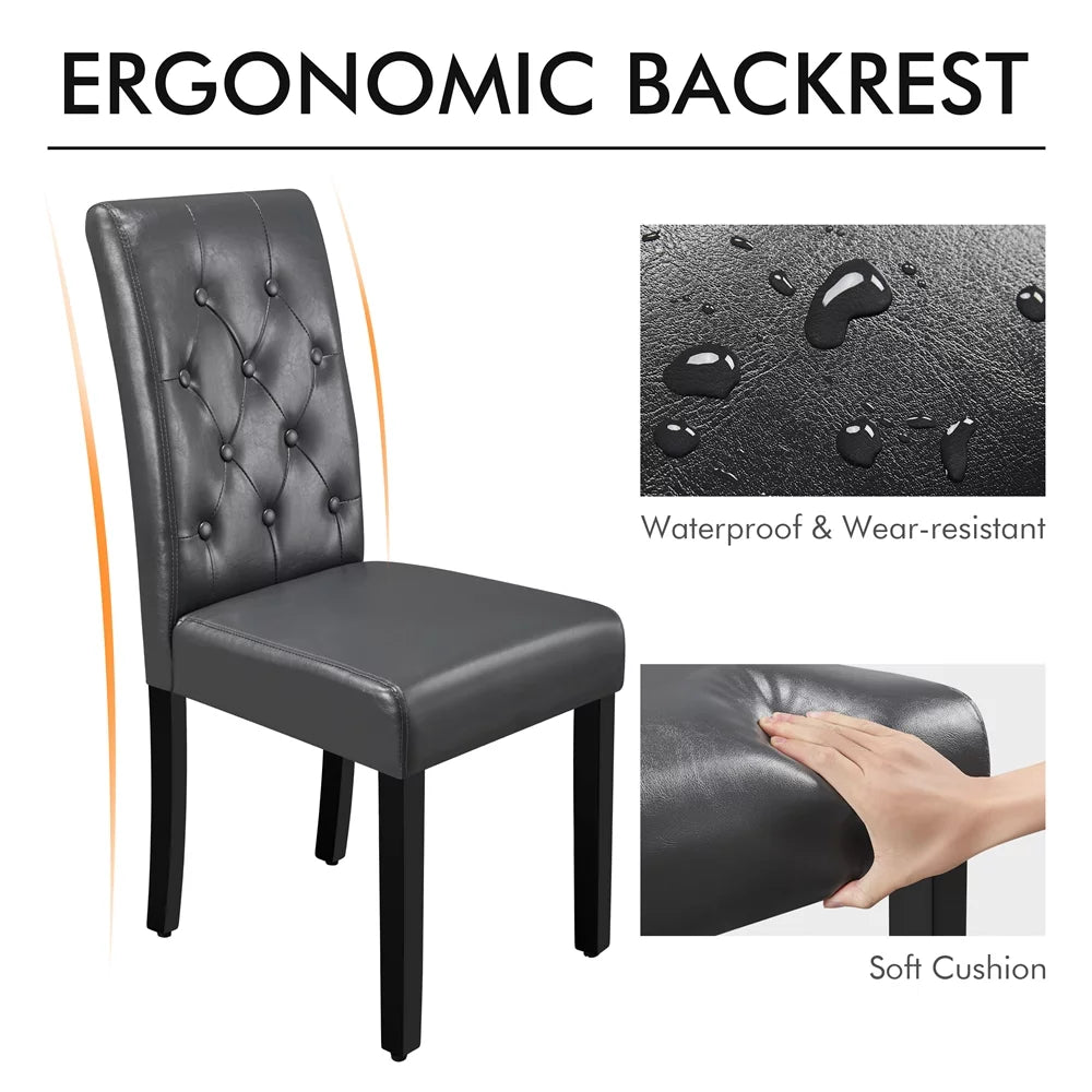 Faux Leather Dining Chairs with Wood Legs Set of 6 Gray F714796