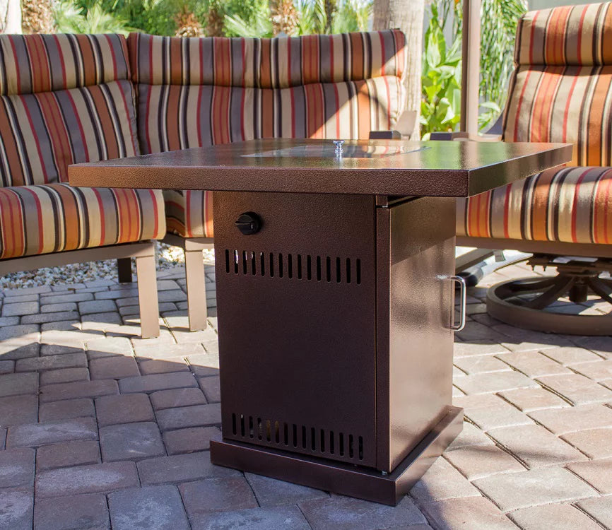 Square Hammered Bronze Propane Fire Pit O93048