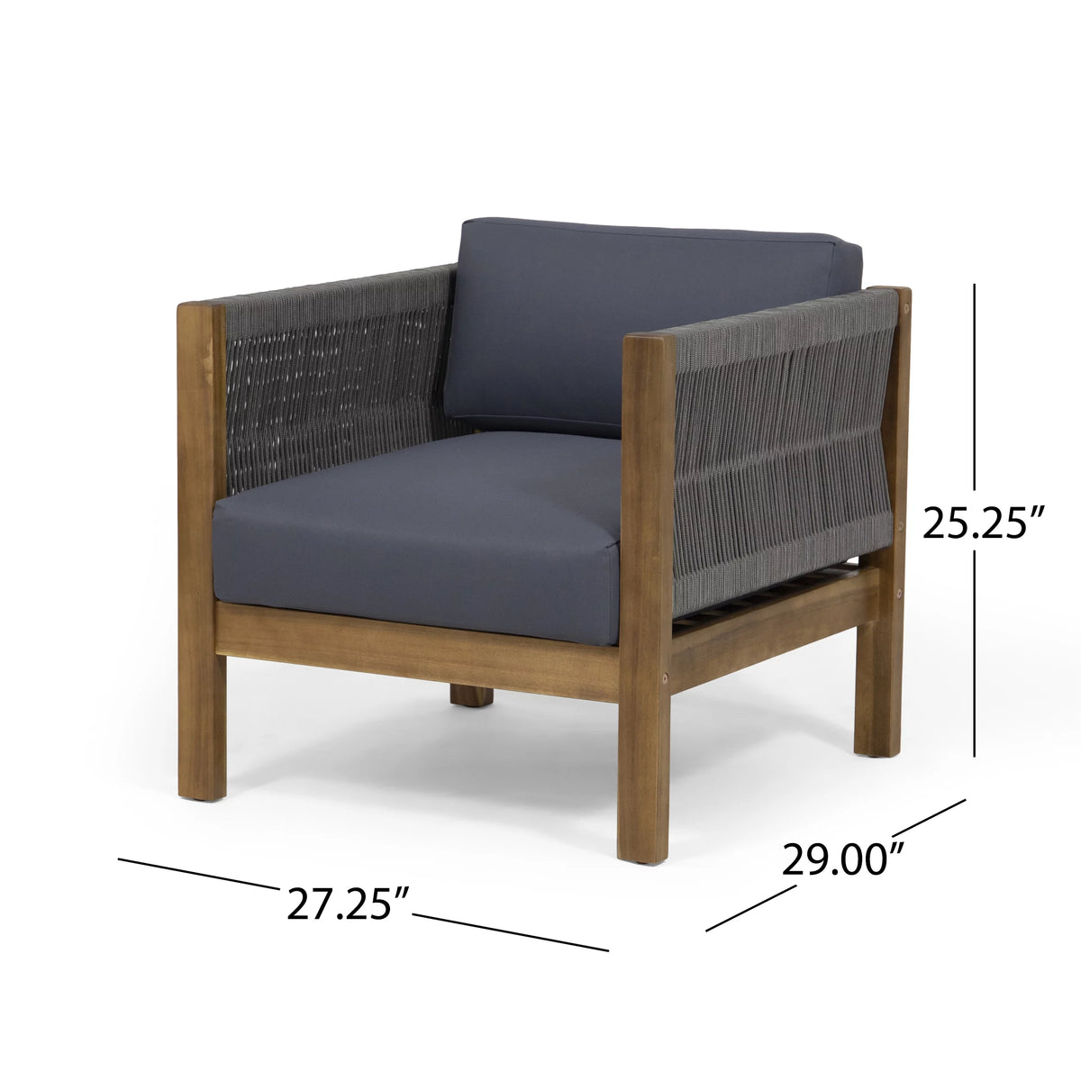 Acacia Wood and Rope 4 Seater Chat Set with Cushions V39353