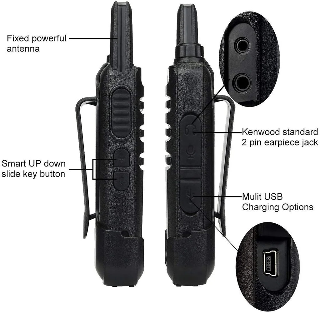 6 Pack Rechargeable Two Way Radios with Multi Gang Charger V753