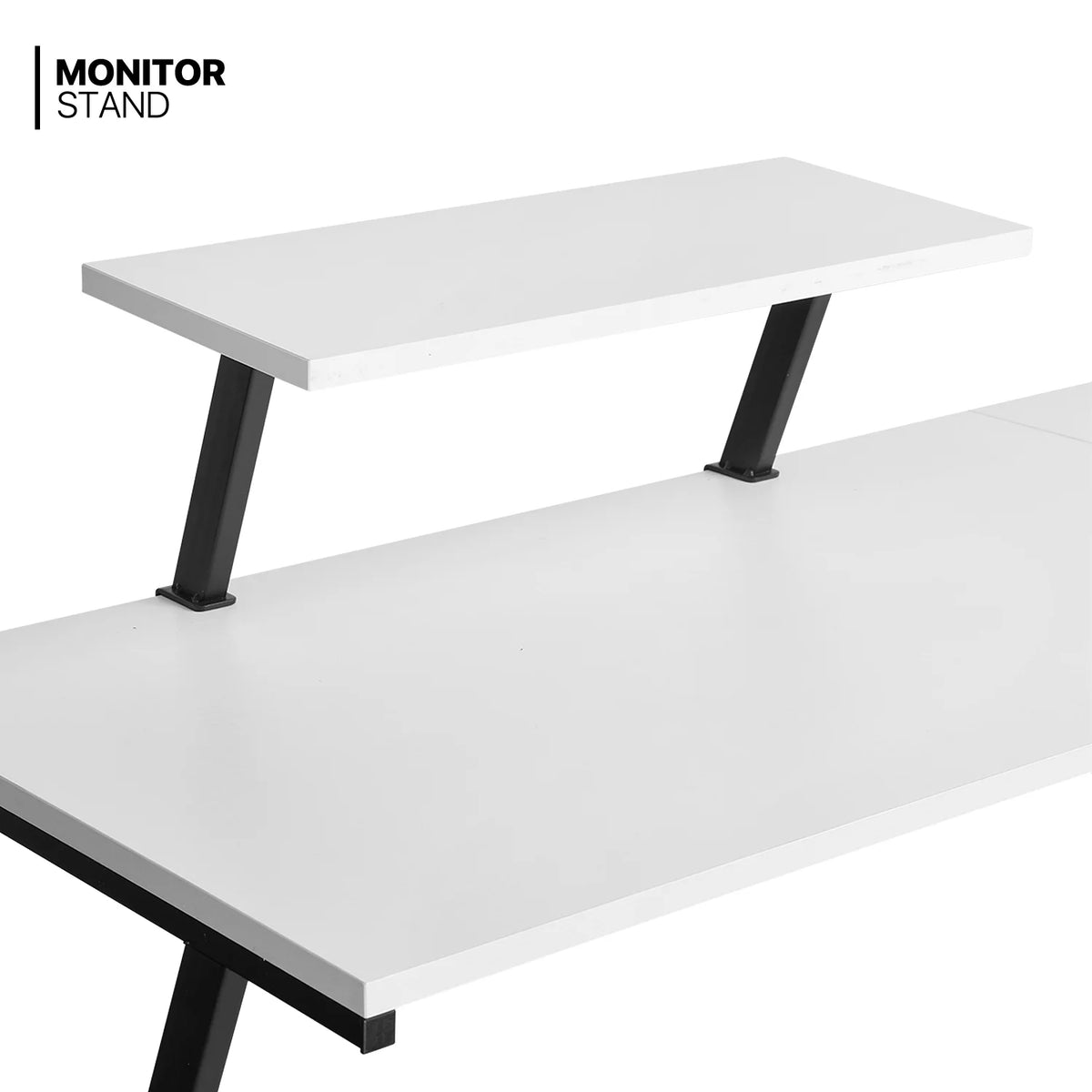 White L Shaped Corner Gaming Desk with Monitor Stand D290