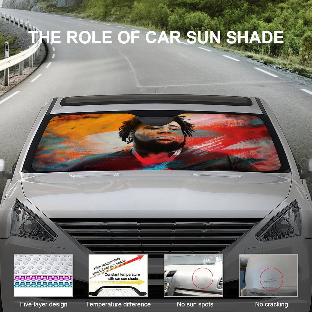 Rod Wave Car Windshield Sunshade Accessories Umbrella Foldable Reflective Sun Visor Front Window Cover Protector J17723