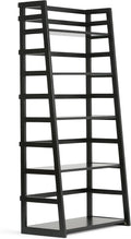 Black 5 Shelf Solid Wood Ladder Bookcase S213