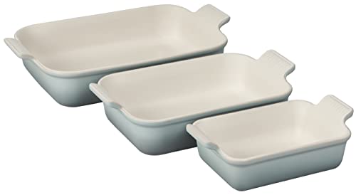 White Stoneware Rectangular Dishes Set of 3 F16869