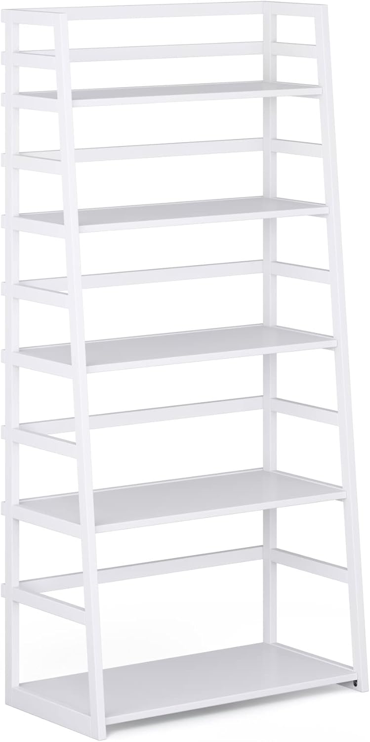Black 5 Shelf Solid Wood Ladder Bookcase S213