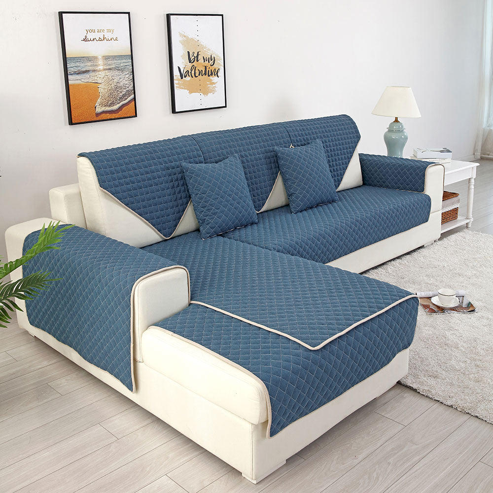 Grey L-Shaped Sectional Couch Cover Furniture Protector N203