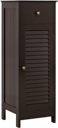 White 35 Inch Wooden Bathroom Floor Cabinet with Drawer and Storage Shelf V200