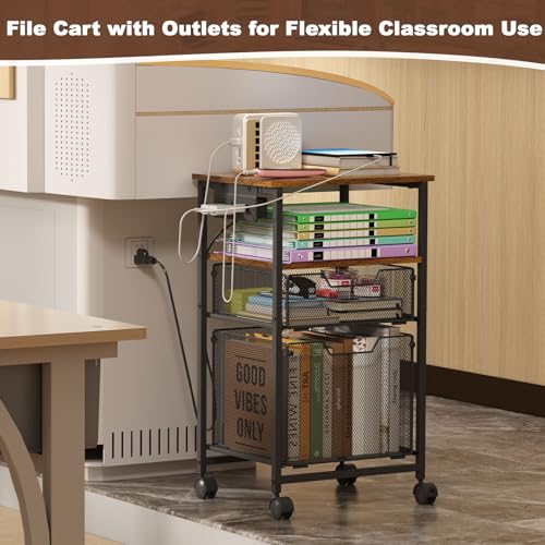 4-Tier Rolling File Cart with 2 Drawer K1000