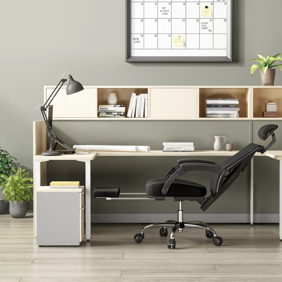 Black Ergonomic Recliner Chair with Lumbar Support and Footrest O701413