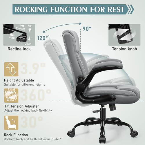 Black Leather Office Chair with Wheels H8270