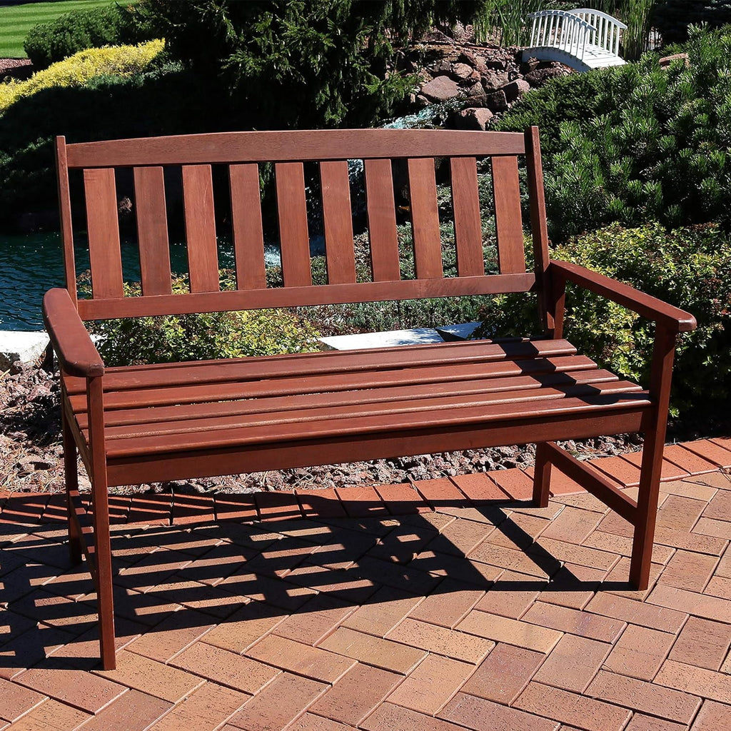 Meranti Wood 2-Seat Outdoor Garden Bench D311796