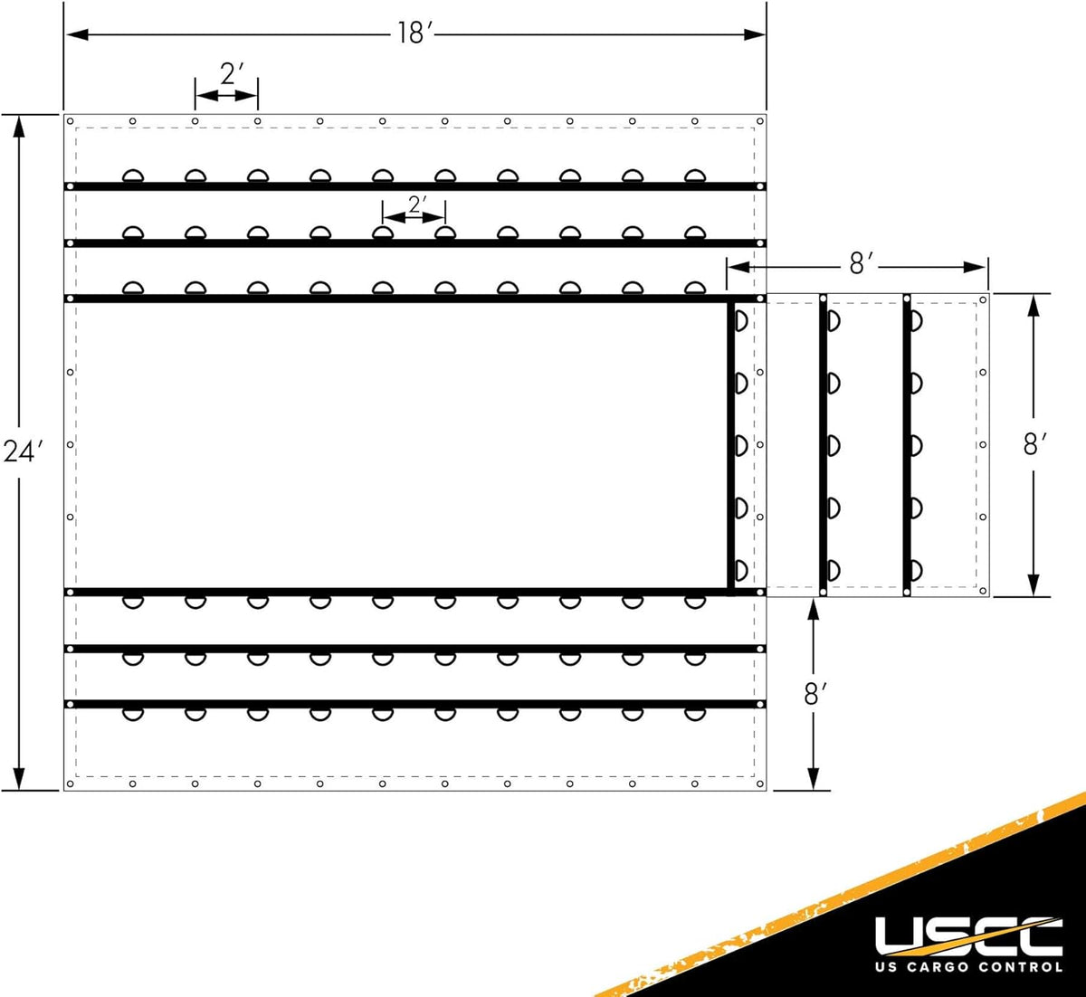 Heavy Duty 24 Feet x 18 Feet Black Lumber Tarp with 8 Foot Drop and Flap Z9345