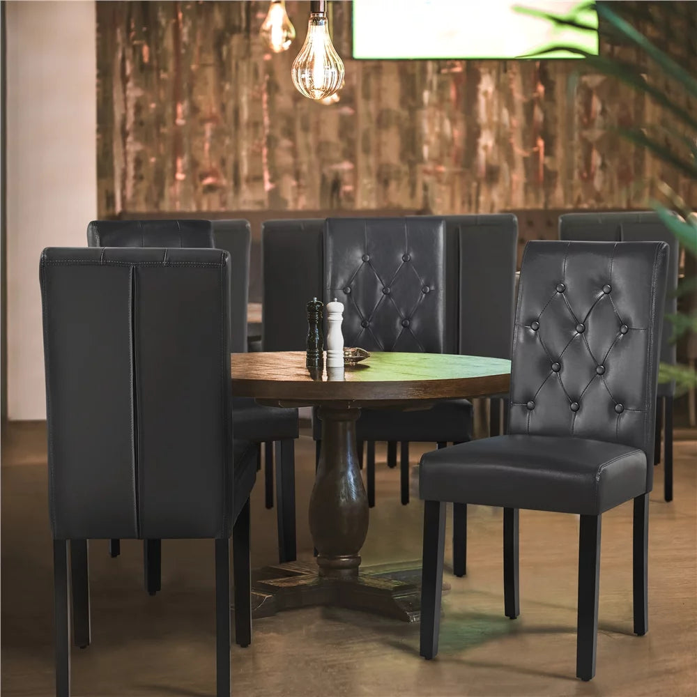 Faux Leather Dining Chairs with Wood Legs Set of 6 Gray F714796