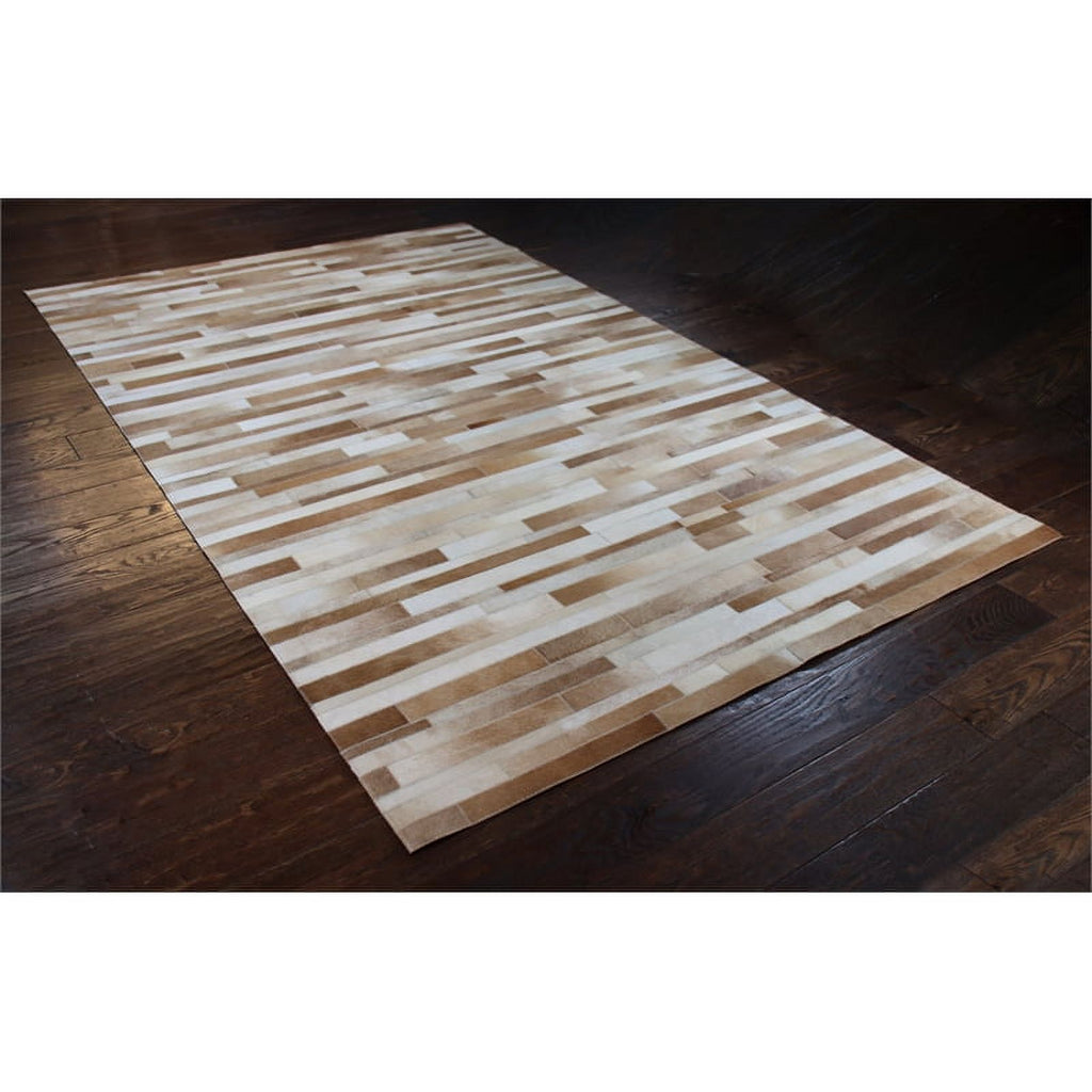 Camel Hair on Hide Leather Area Rug U945