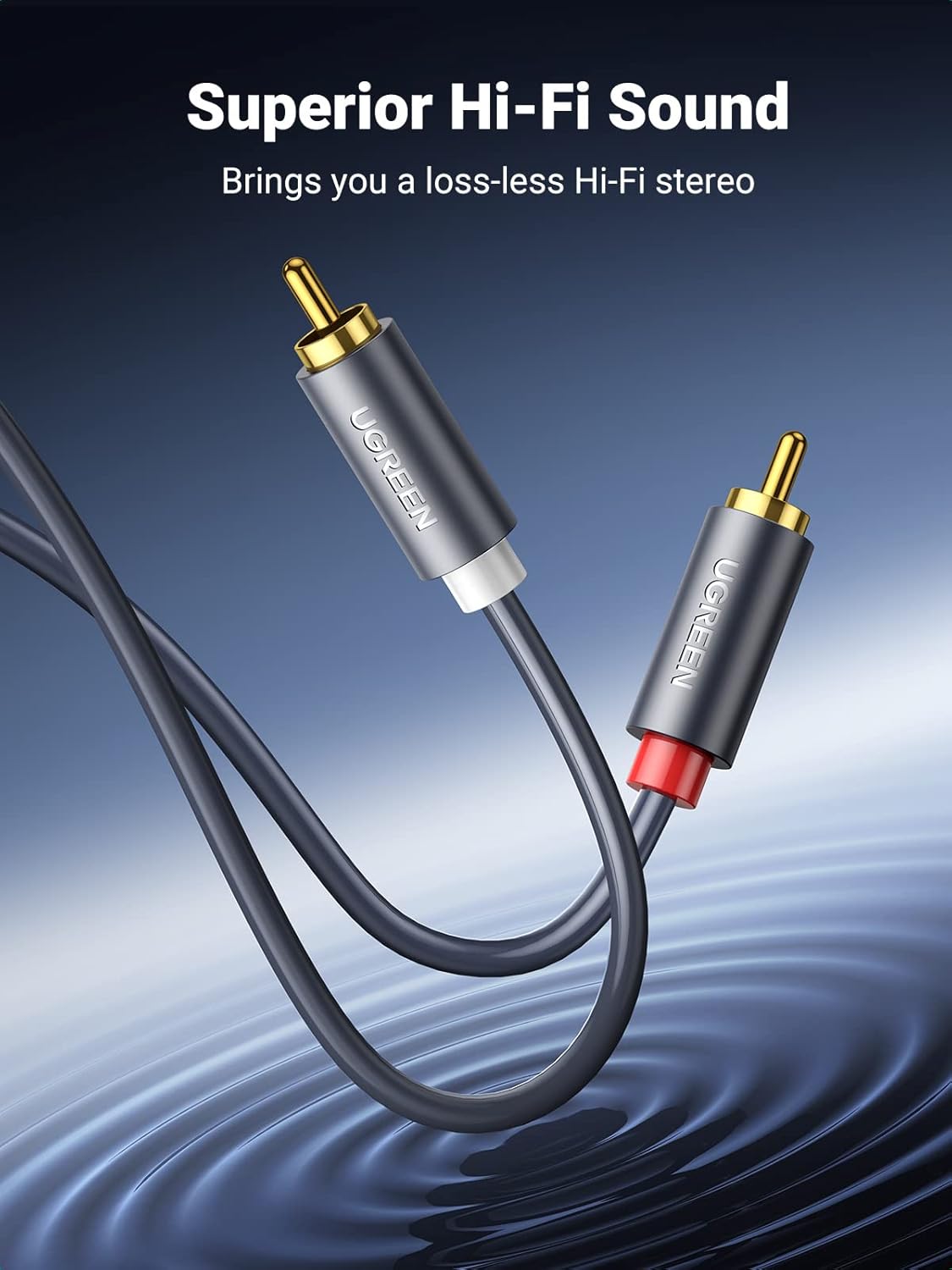 2RCA Male to 2RCA Male Stereo Audio Cable Gold Plated Dual Shielded, 6FT W33579