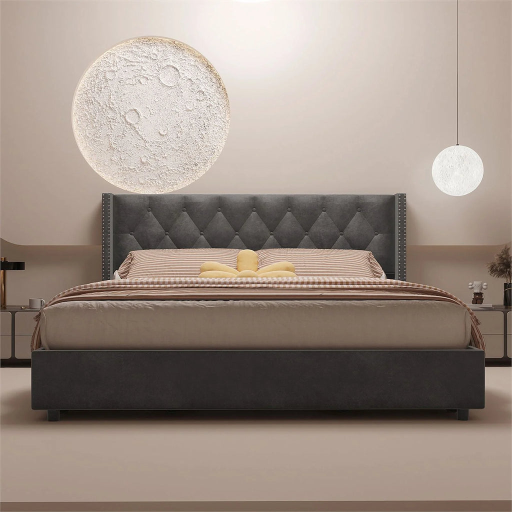 Velvet King Size Platform Bed O49342