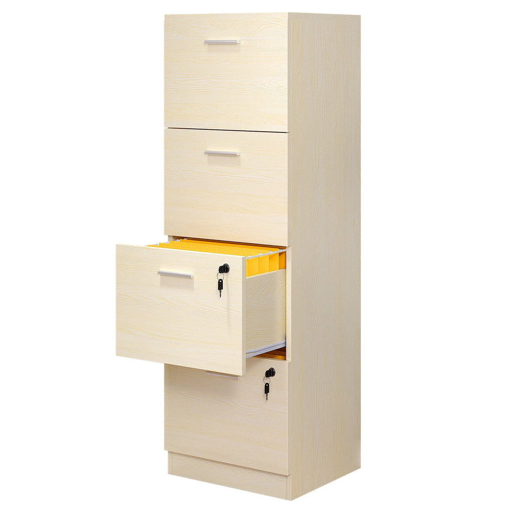 4 Drawer White Wood File Cabinet with Lock T345392
