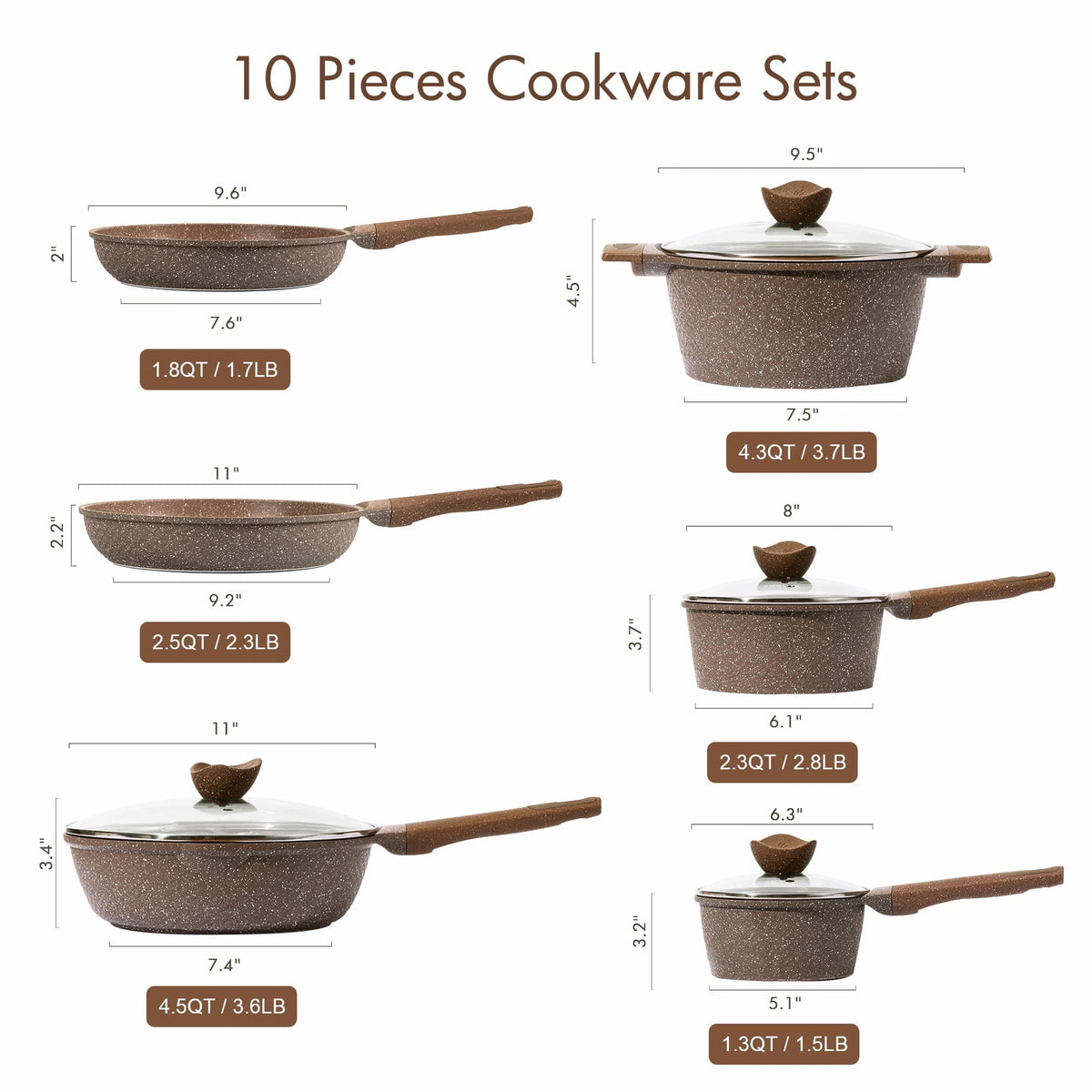 10 Pcs Nonstick Granite Cookware Set N59261