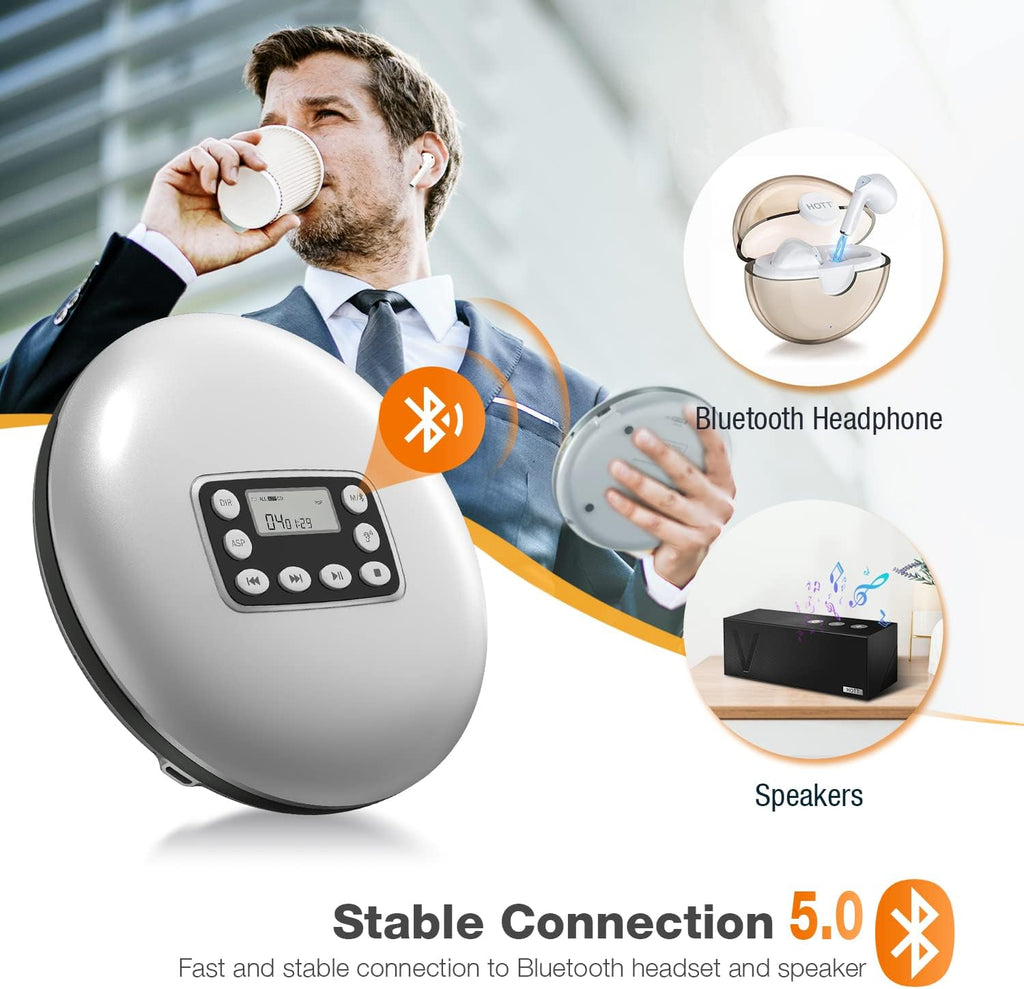 Rechargeable Portable CD Player with Bluetooth D517