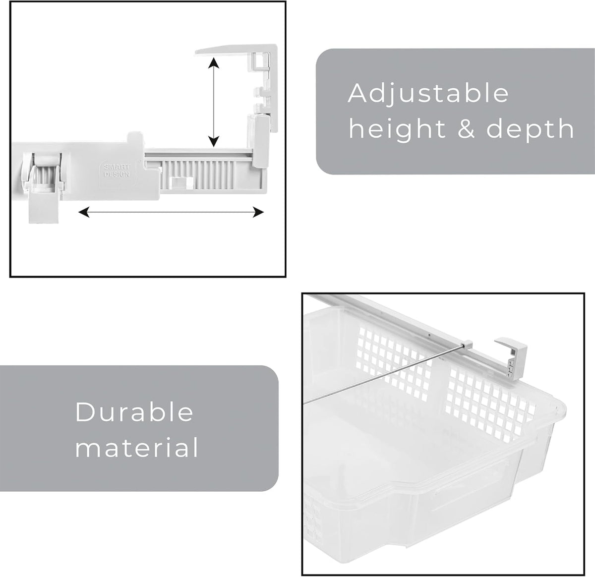 Clear Pack of 2 Adjustable Refrigerator Drawer Set I802610