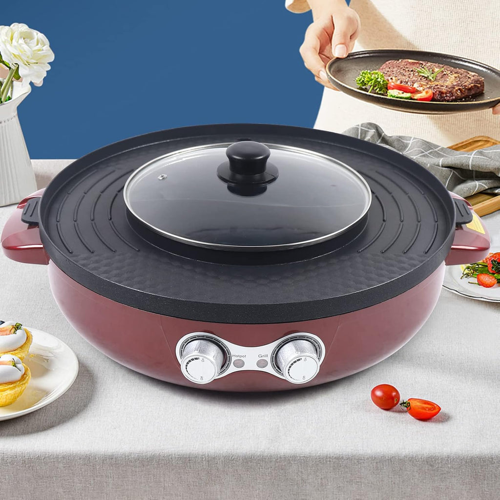 2 in 1 Electric Grill and Hot Pot with Nonstick Coating H217332