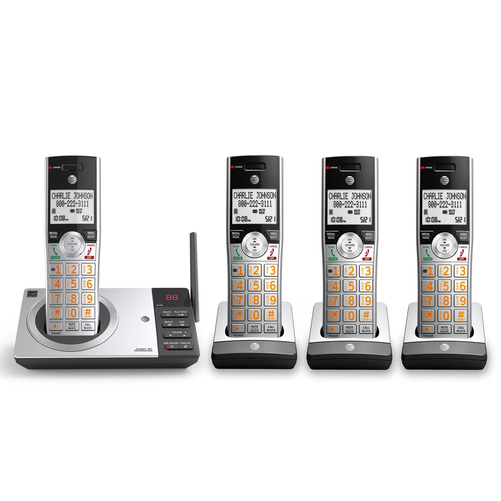 Silver/Black DECT 6.0 Expandable Answering System with 4 Handsets Q72809