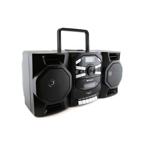 Portable CD Player Boombox with Cassette, AM/FM Radio, AUX, Detachable Speakers G41540