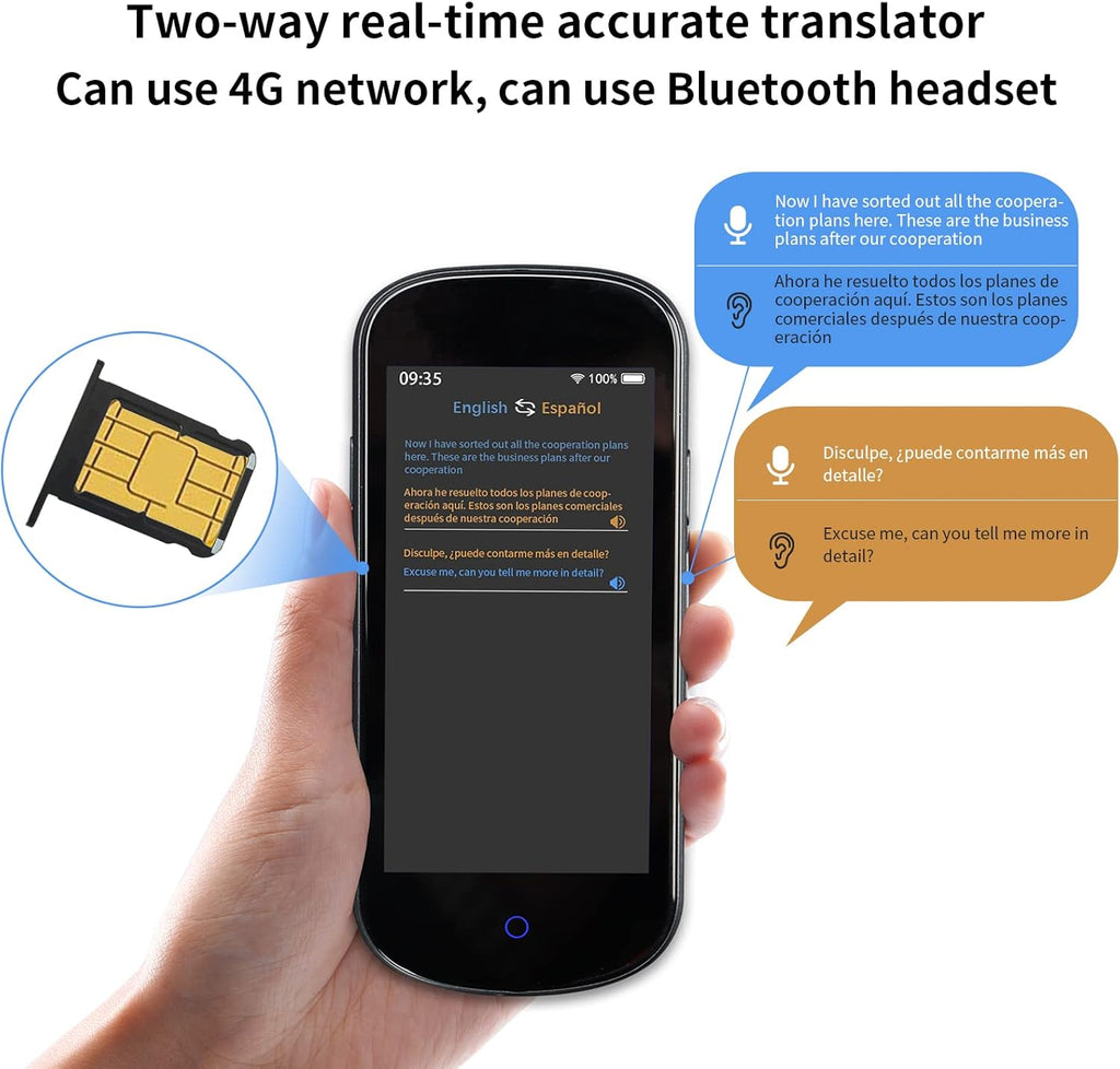 Portable Translator Device 127 Languages 4G WiFi Offline Real-Time Two-Way K78737