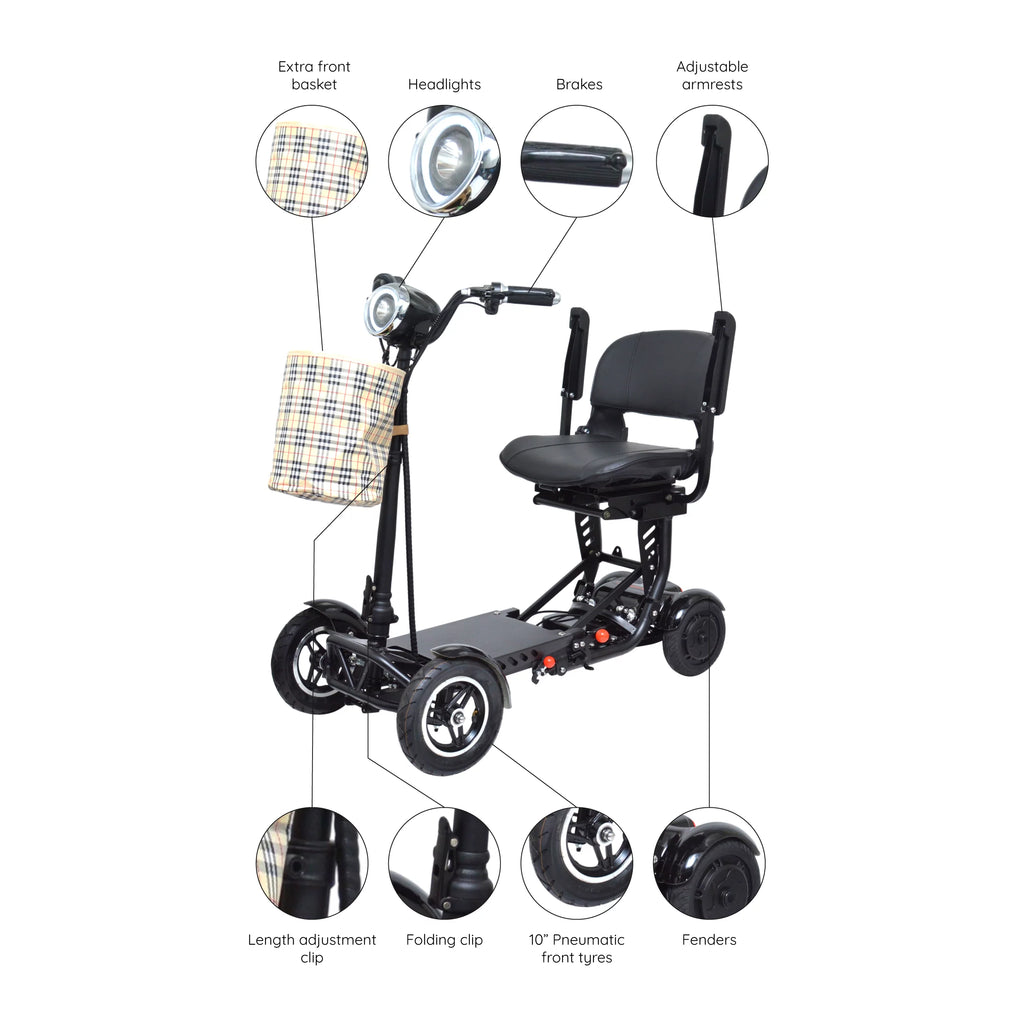 Compact Electric Scooter with Adjustable Seat and Padded Armrests R787