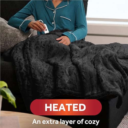 Faux Fur Heated Throw Blanket J35407