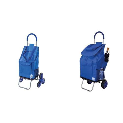 Blue Folding Grocery Cart with 3 Wheels O6393