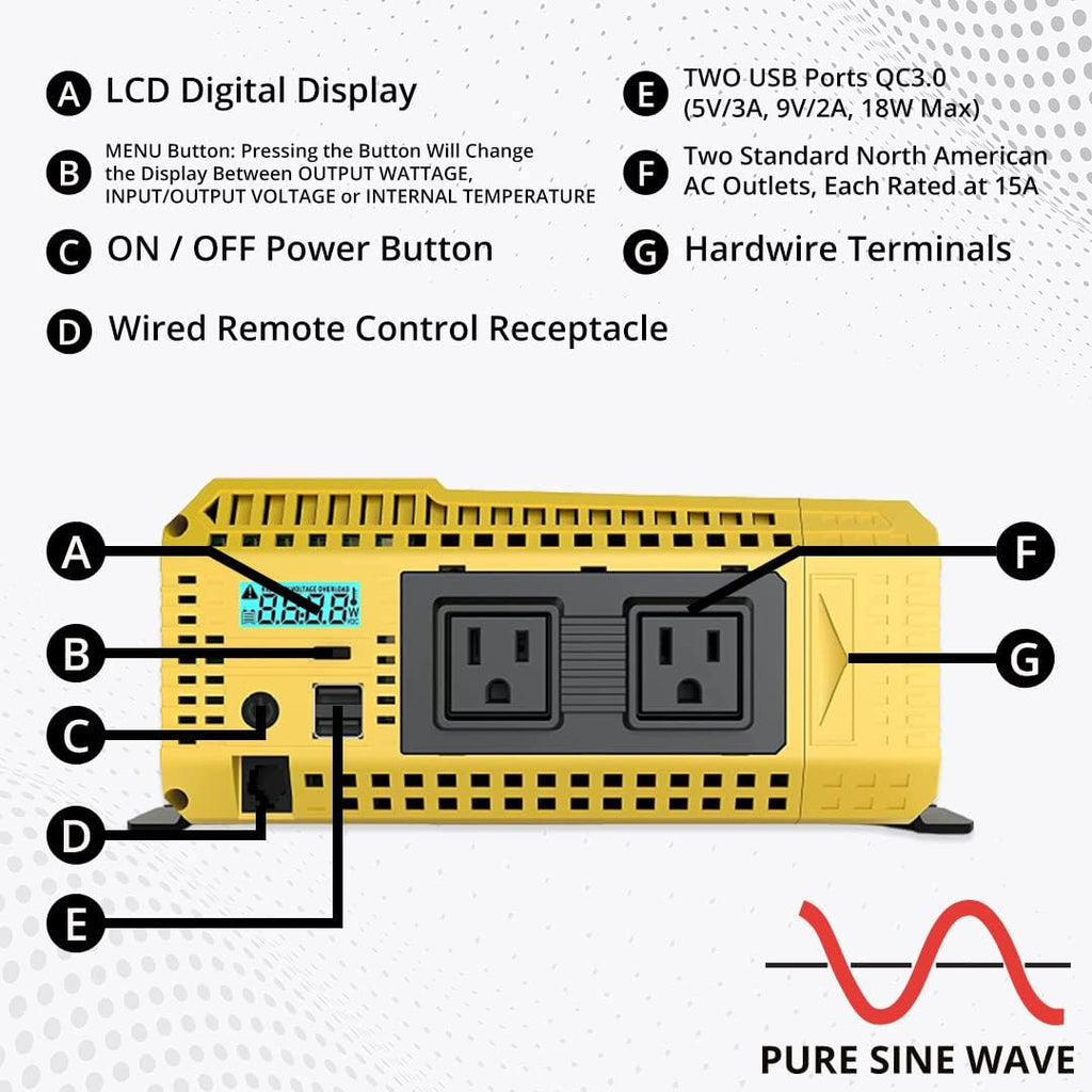 2000 Watt 12V Pure Sine Power Inverter I769234