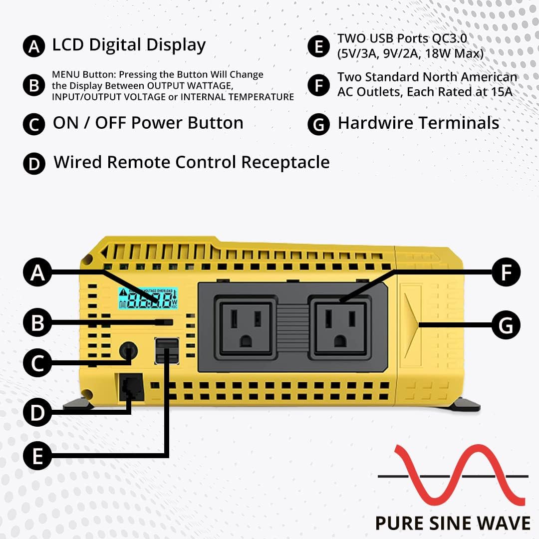 2000 Watt 12V Pure Sine Power Inverter I769234
